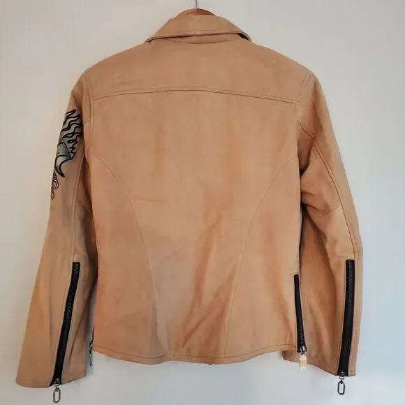 Harley Davidson *Flawed* tan leather jacket size women's XS - Picture 14 of 16
